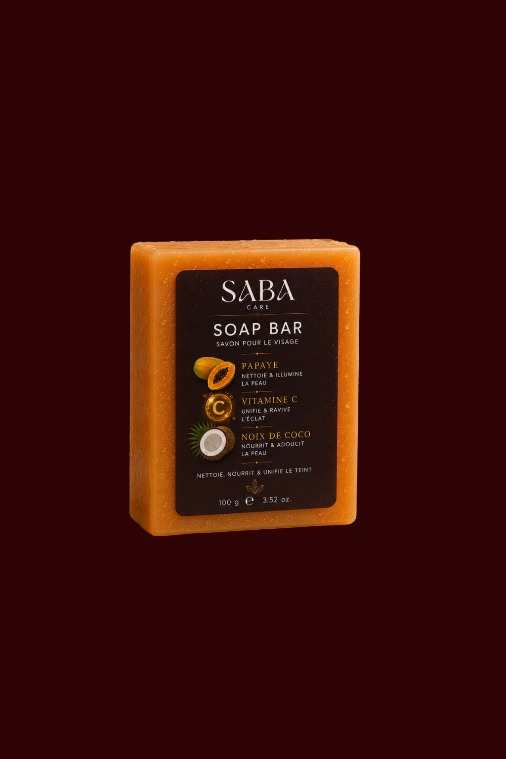 FACE SOAP BAR à la papaye , noix de coco et vitamine C -100g
